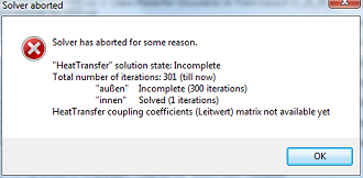 Solover aborted - dialog message from the solver